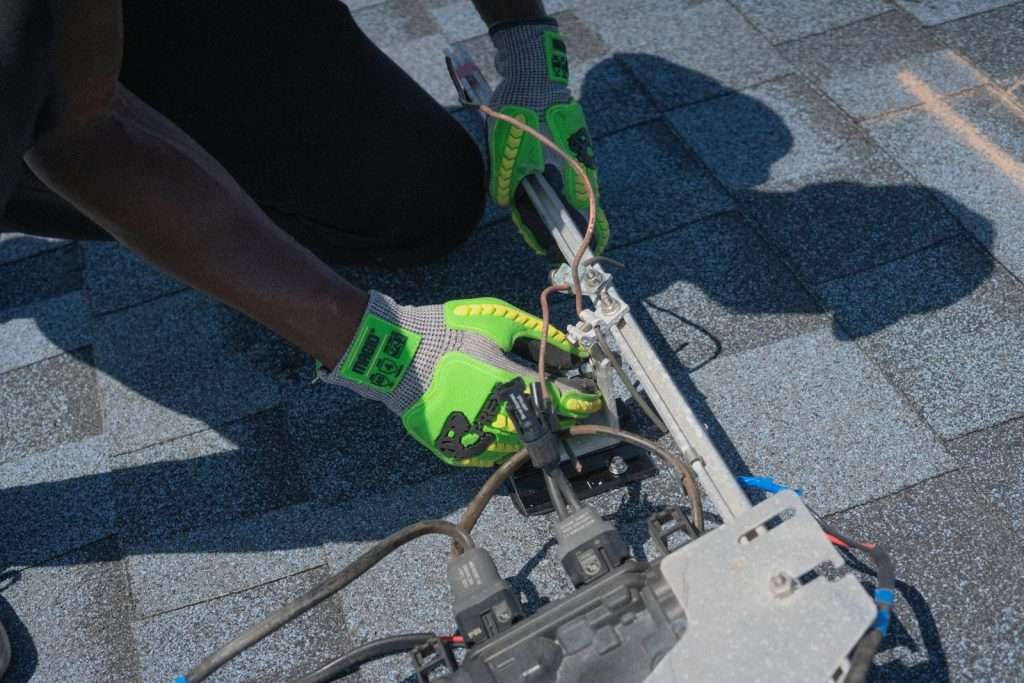 Electrician working on renewables installation