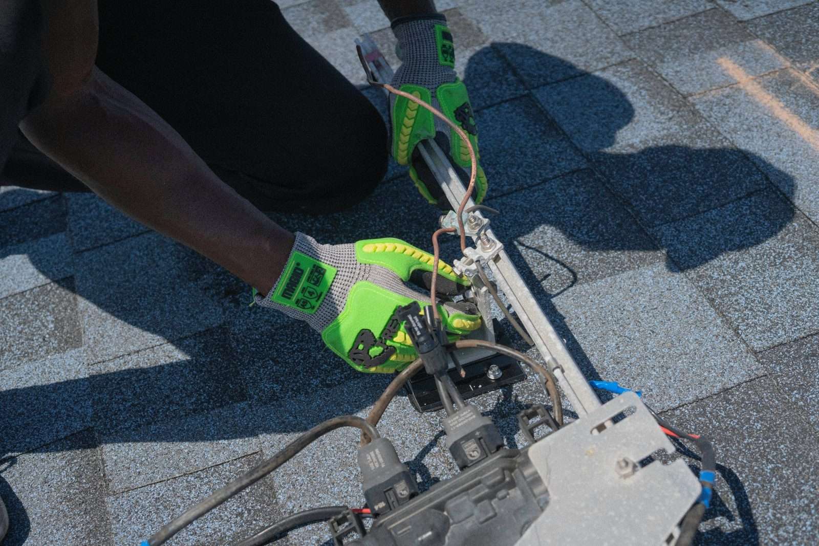 Electrician working on renewables installation