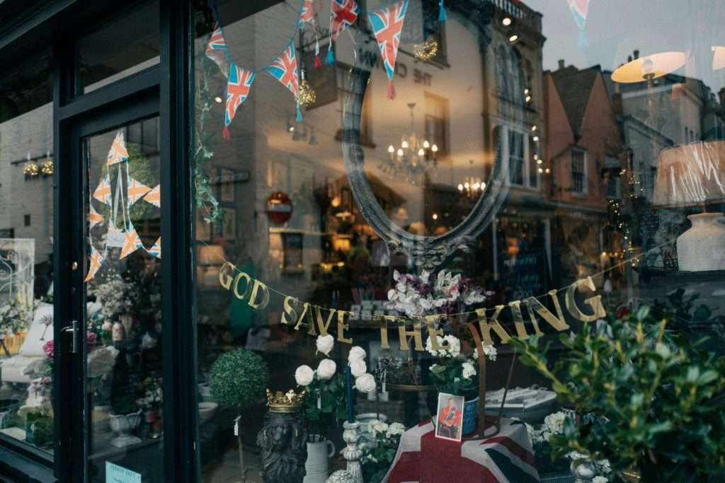 Florist shop front with flower display