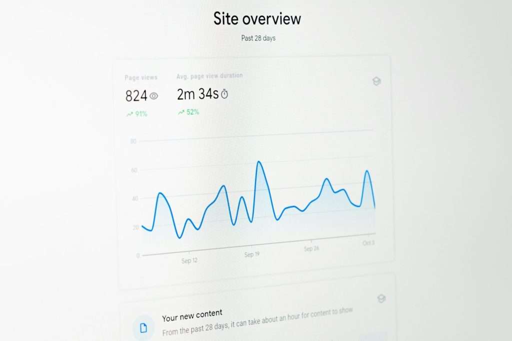 Google Analytics line graph showing website traffic trend, representing the diagnostic question of why organic traffic has dropped in 2026