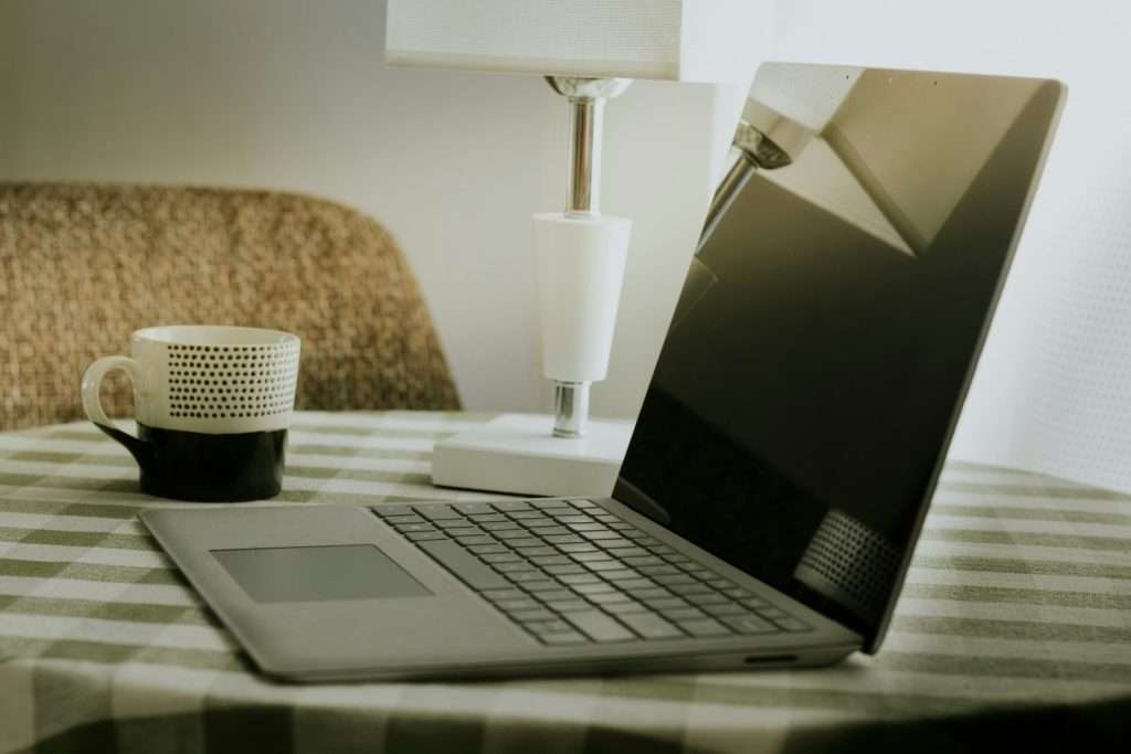 Freelancer working alone on laptop