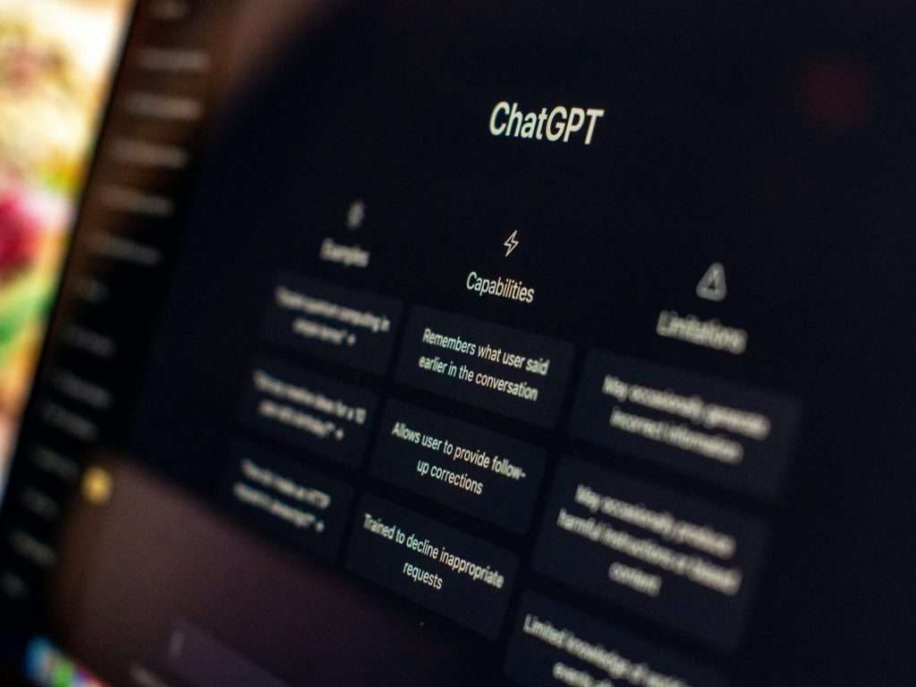 ChatGPT AI search homepage open on a laptop screen