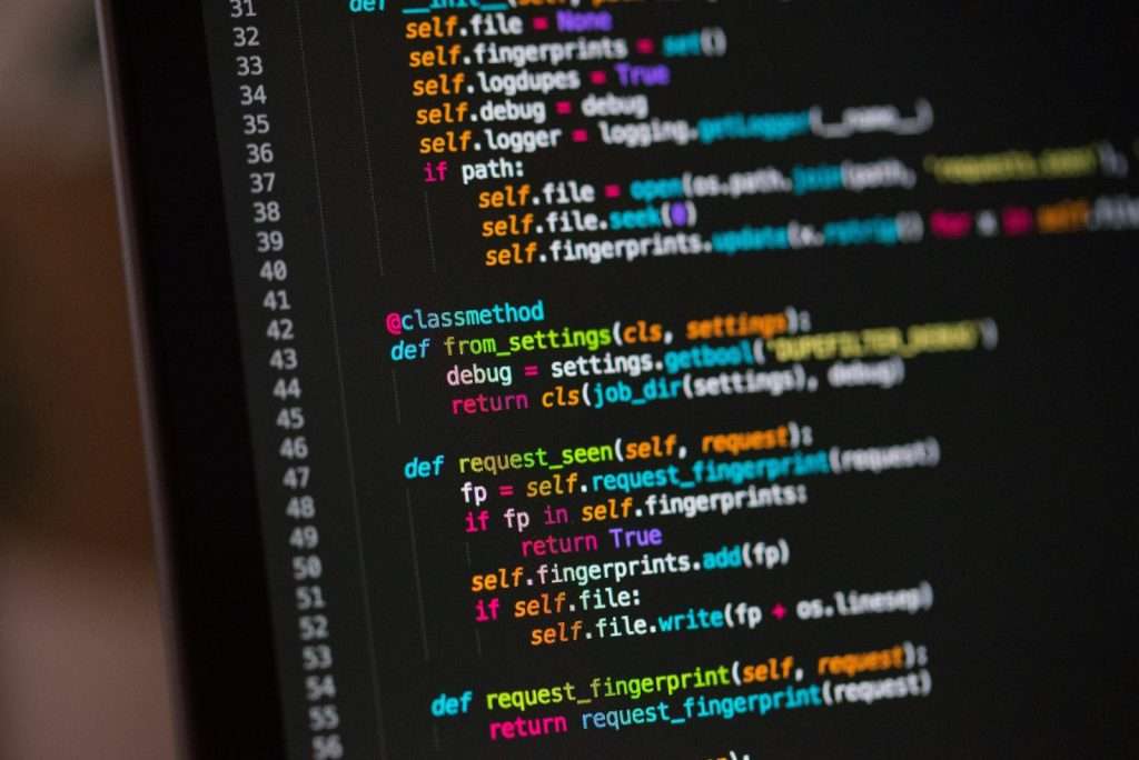 Lines of code on a developer screen representing JSON-LD and structured data